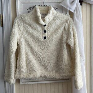 Bearpaw lamby Sherpa white Womens Fleece pullover w/pockets sz S
